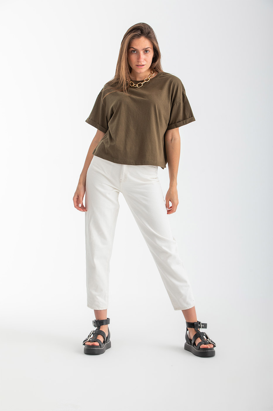 Crop Drop Top in Olive thumbnail