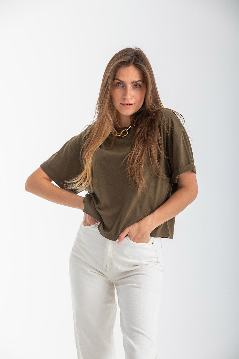 Crop Drop Top in Olive thumbnail