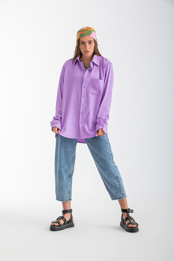 Over Sized Shirt In Purple thumbnail