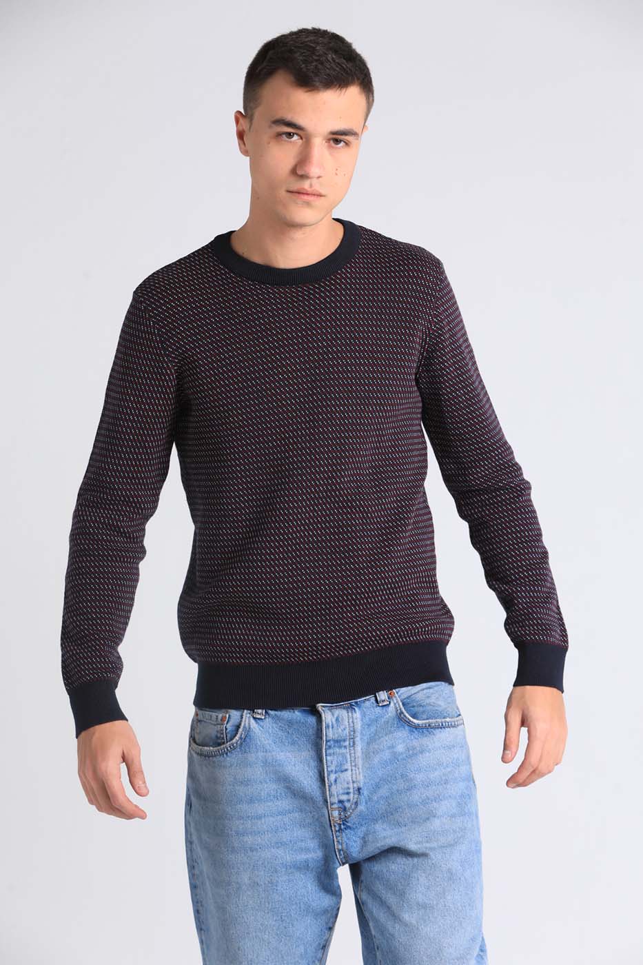 CrewNeck Sweater In Navy Blue thumbnail