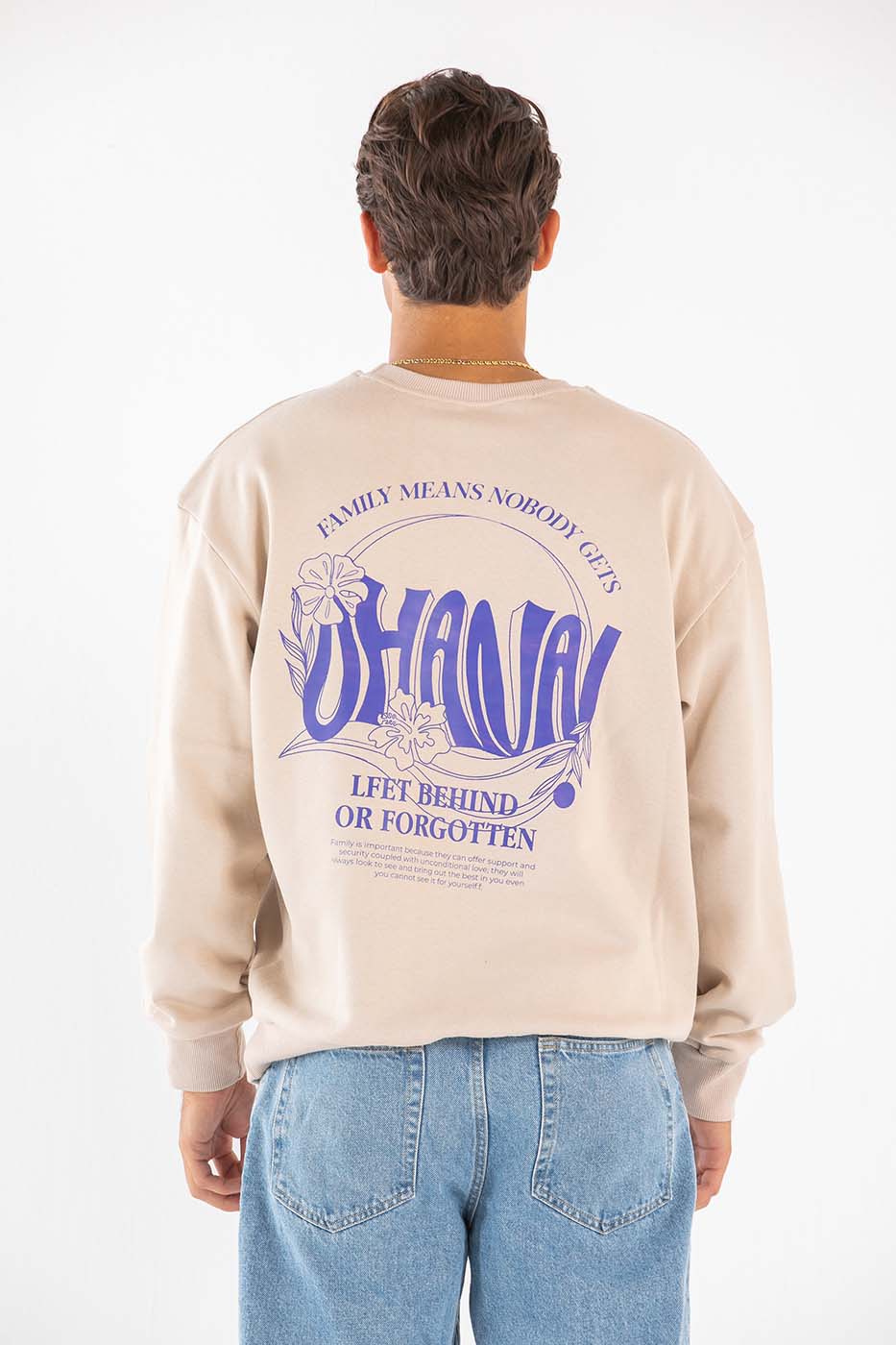 Ohana Means Family Crewneck In Beige Shop Online From Dresscode, Egypt