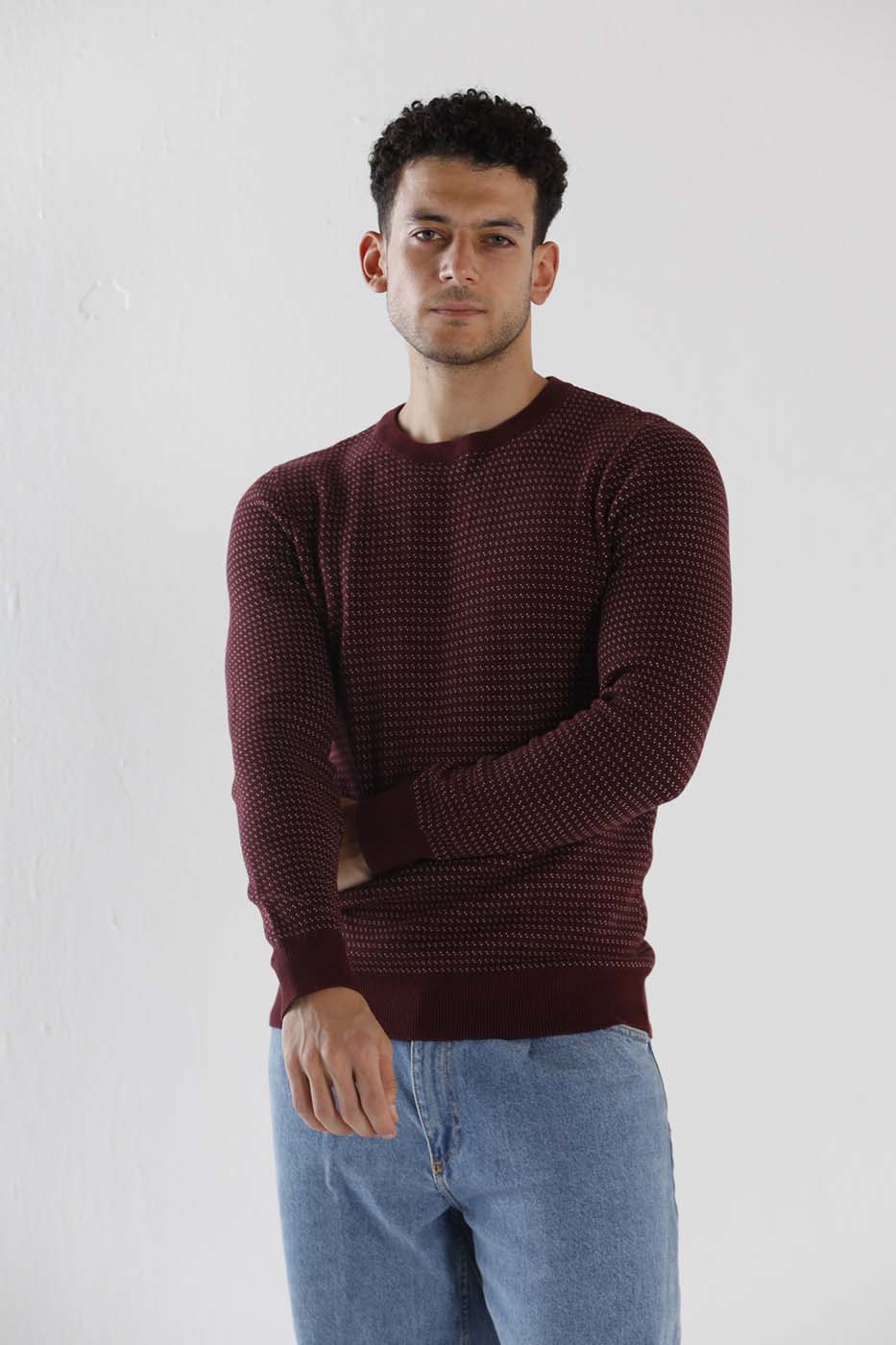 CrewNeck Sweater In Burgundy | Shop From Dresscode in Egypt
