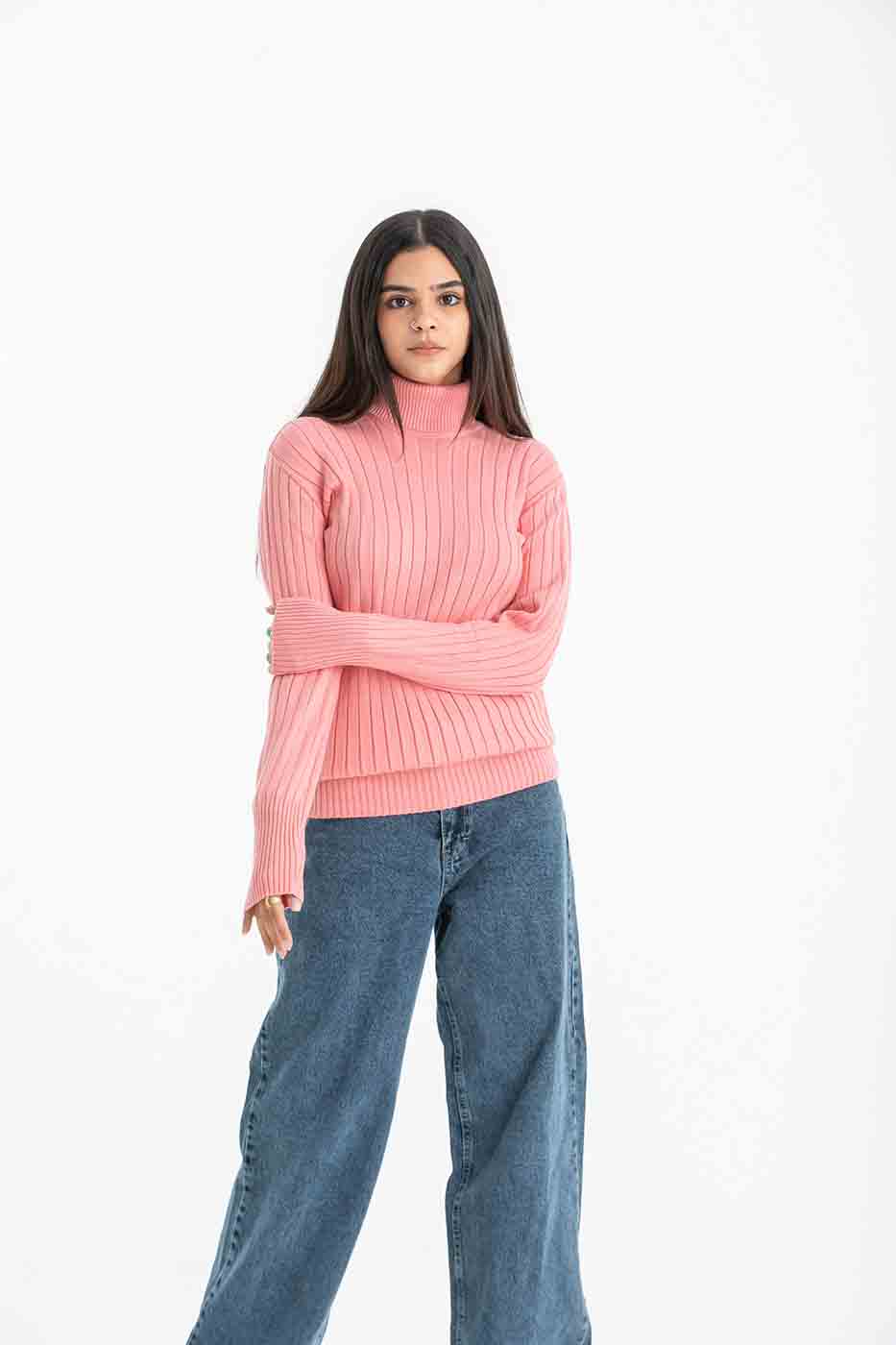 Turtleneck Sweater In Pink – FYI thumbnail
