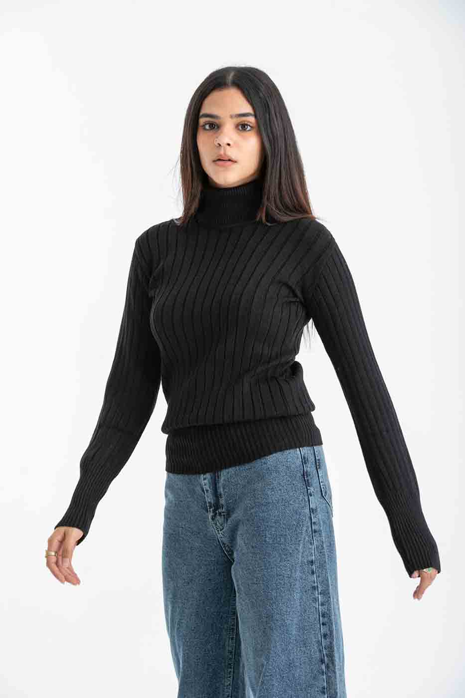 Turtleneck Sweater In Black – FYI thumbnail