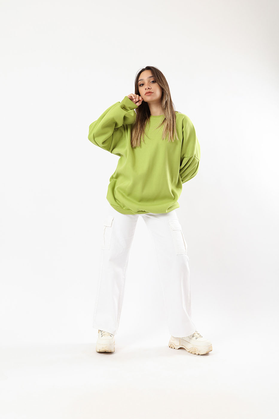 Oversized Crewneck In Lime Green – FYI thumbnail
