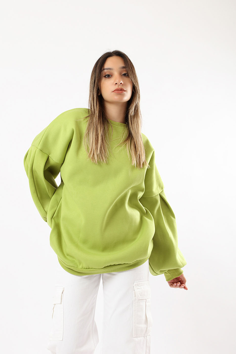 Oversized Crewneck In Lime Green – FYI thumbnail