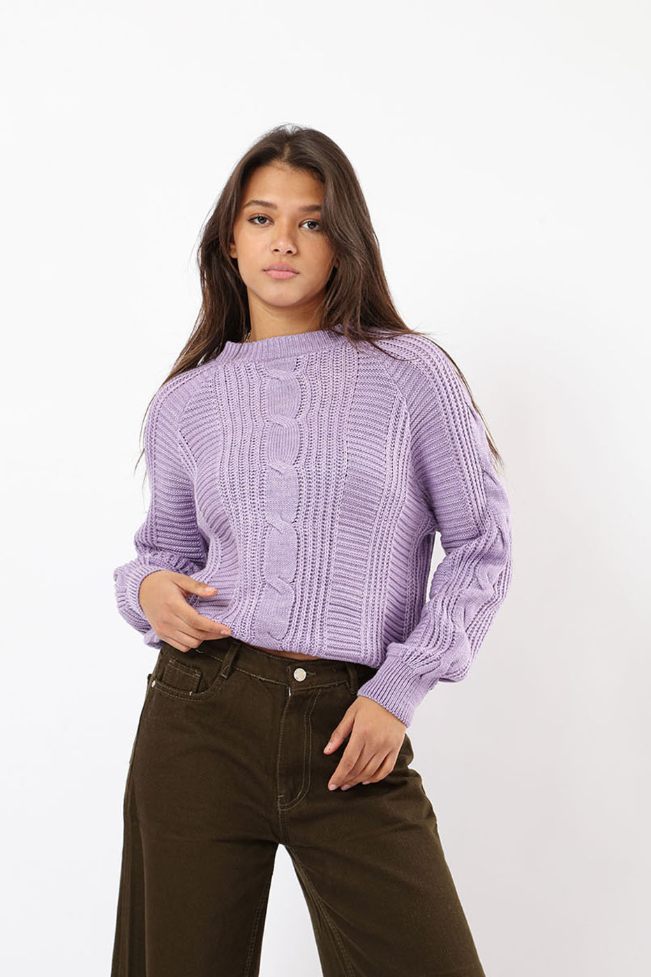 Crewneck Cozy Pullover In Lilac thumbnail