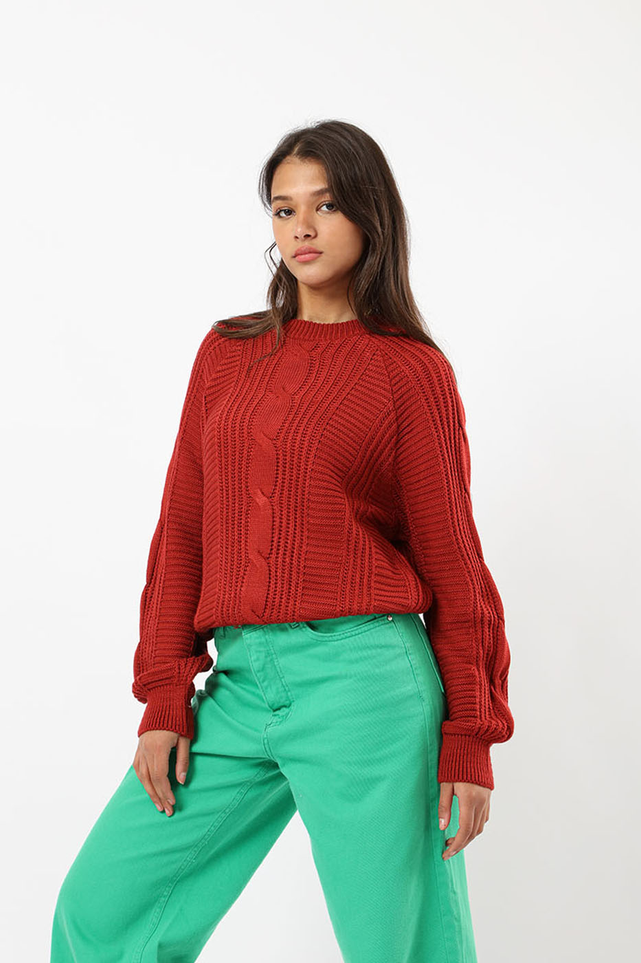 Crewneck Cozy Pullover In Burgundy thumbnail