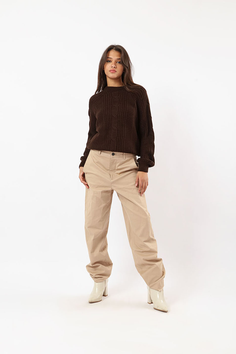 Crewneck Cozy Pullover In Brown thumbnail