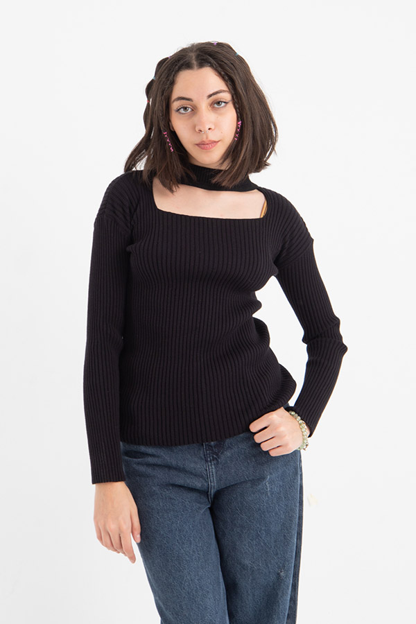 High Neck Top In Black thumbnail