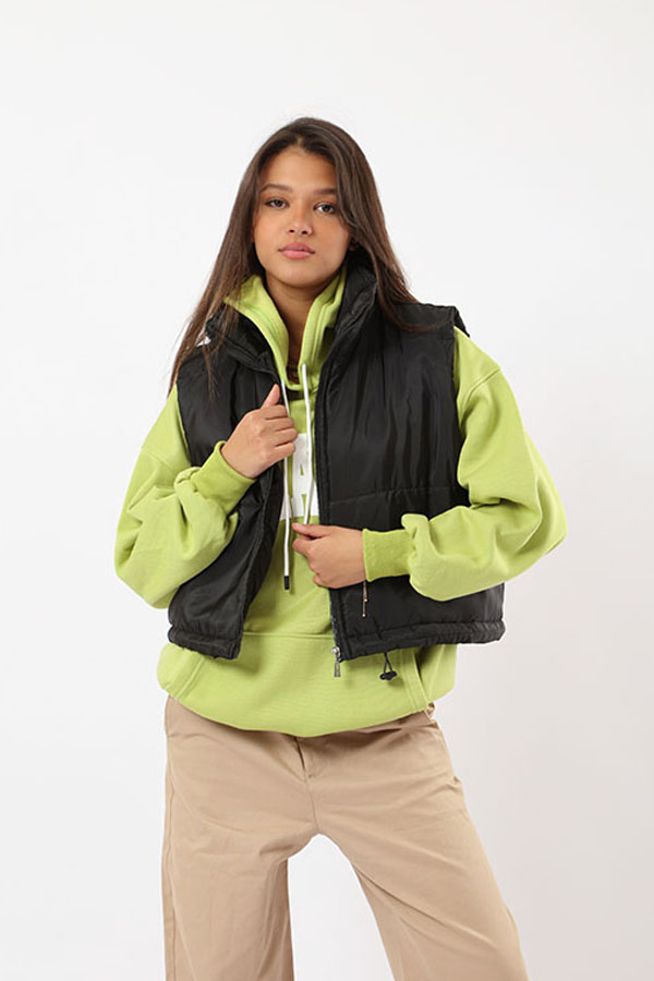 Puffer Cropped Jacket In Black thumbnail