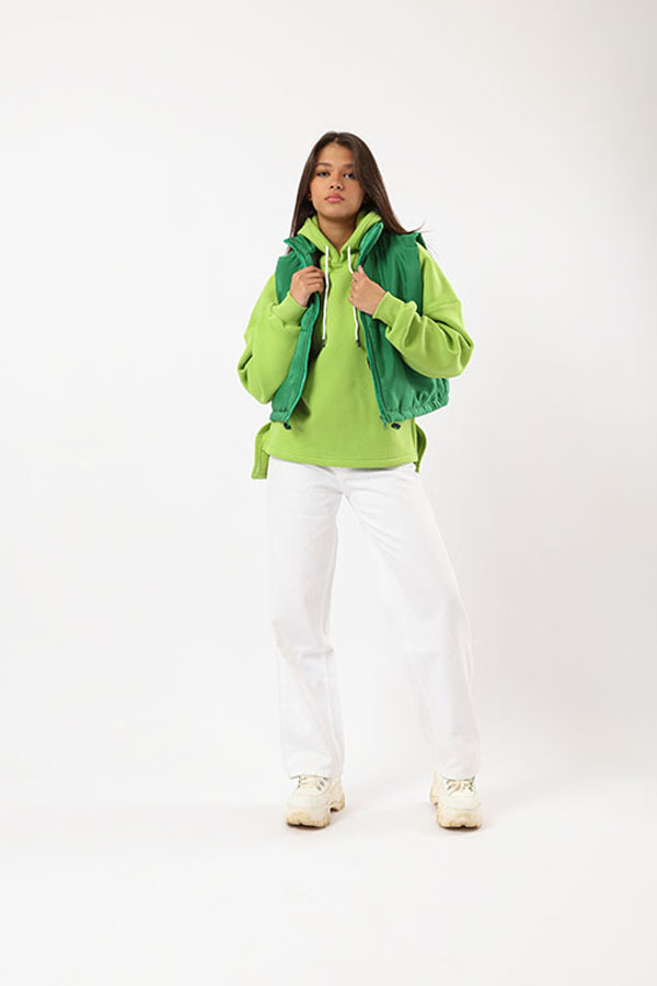 Puffer Cropped Jacket In Green thumbnail
