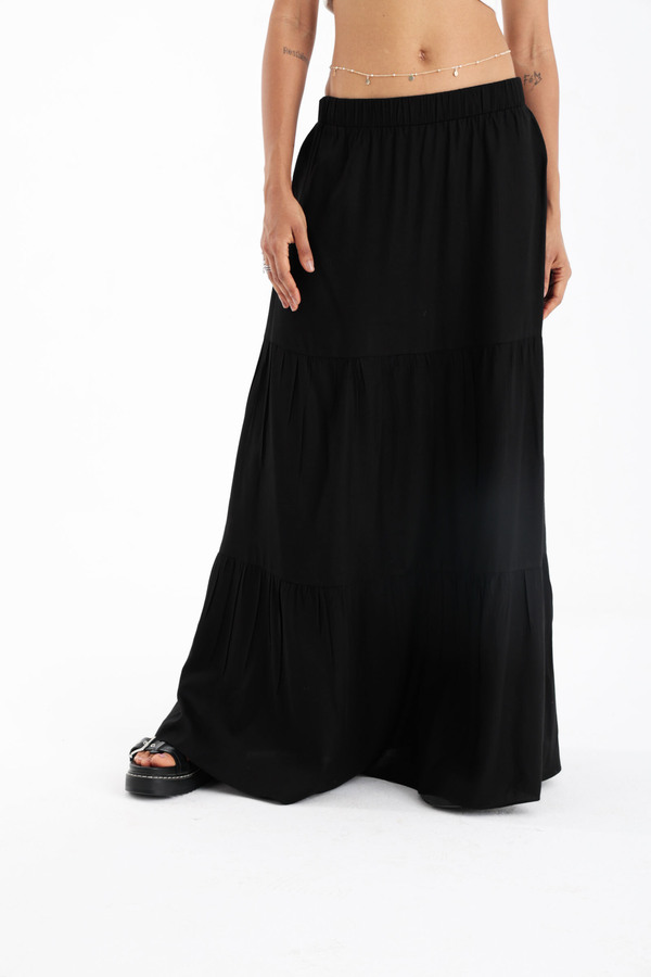 Flowy Long Skirt In Black thumbnail