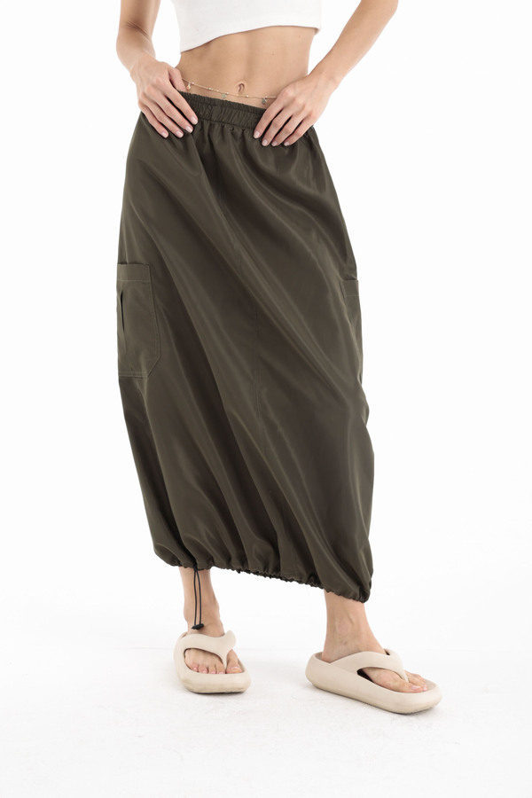 Parachute Midi Skirt In Olive thumbnail