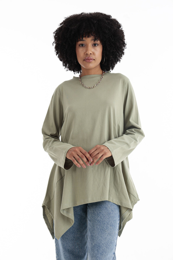 Oversized Crewneck Top In Olive thumbnail