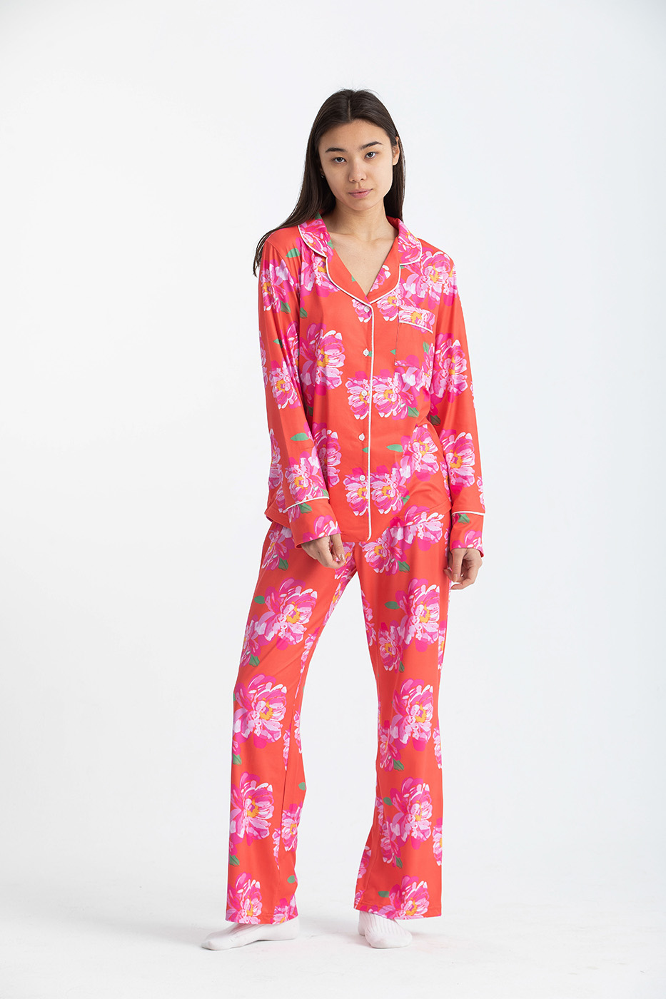 Light Pink Floral Long Sleeve Pyjama Set thumbnail