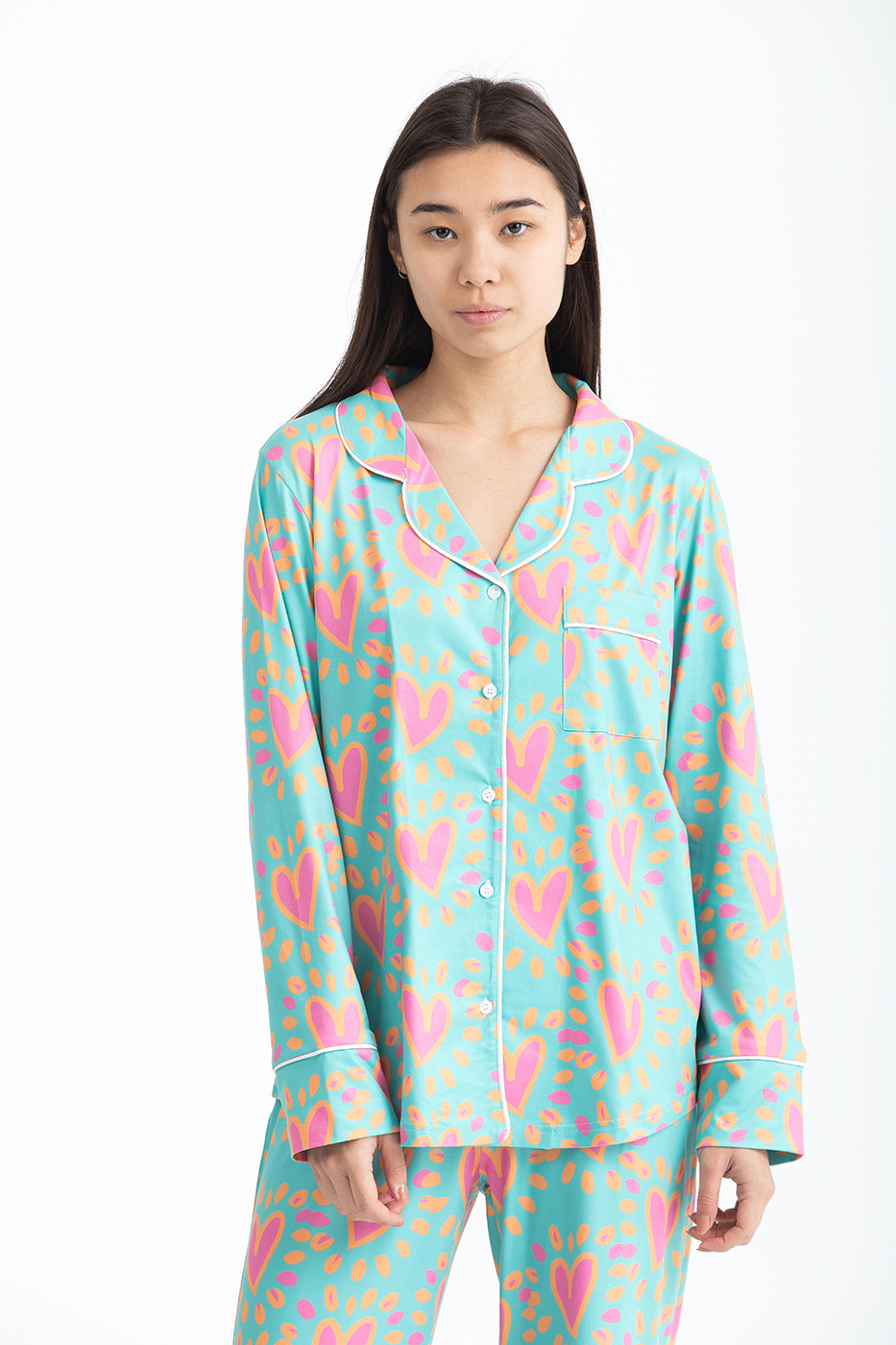 Hearts long sleeve green pyjama set From Dresscode in Egypt