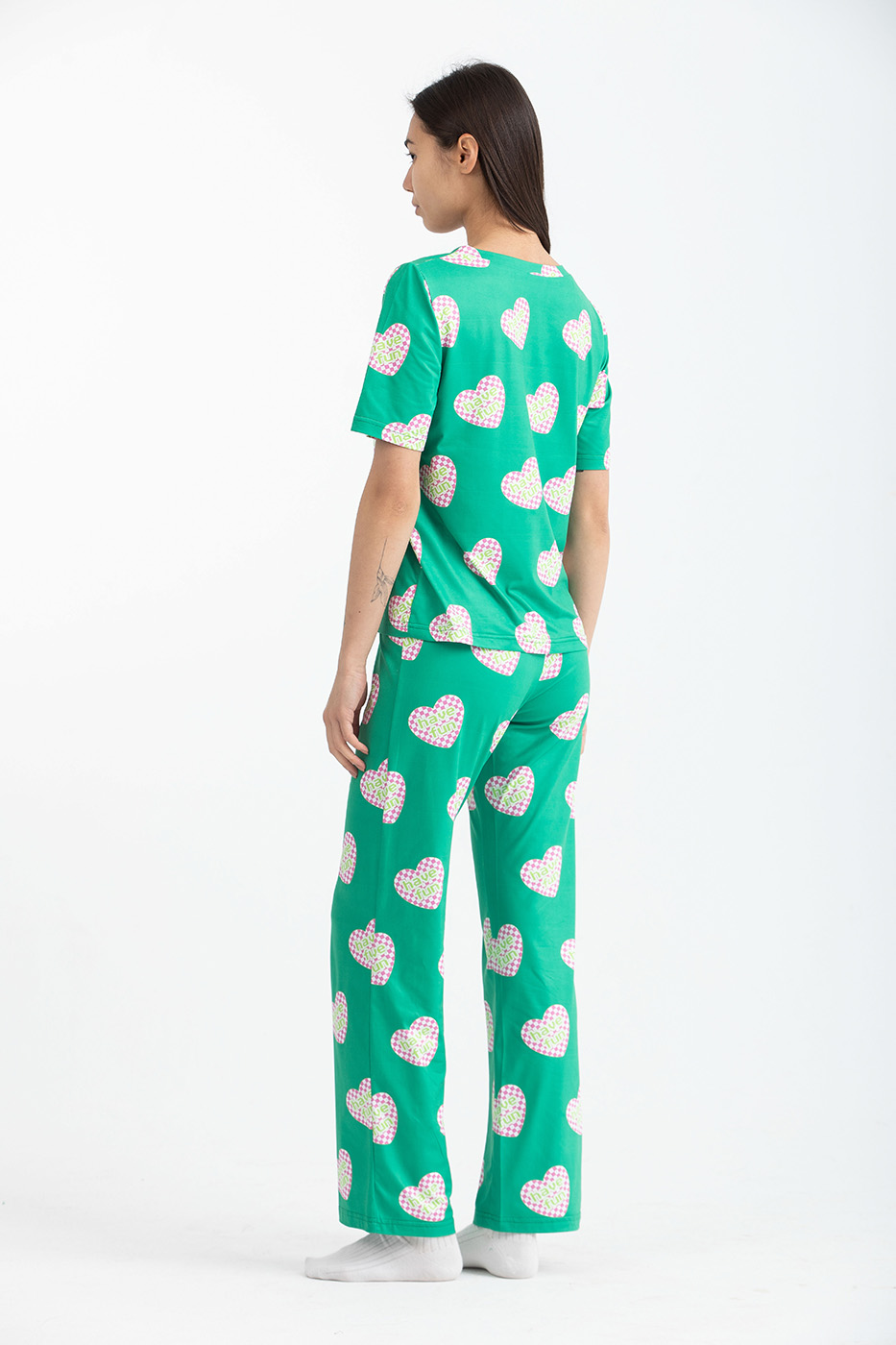 Heart short sleeve green pyjama set From Dresscode in Egypt