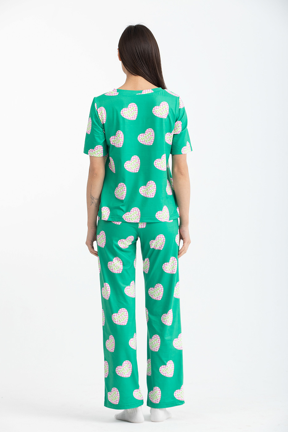 Heart short sleeve green pyjama set From Dresscode in Egypt