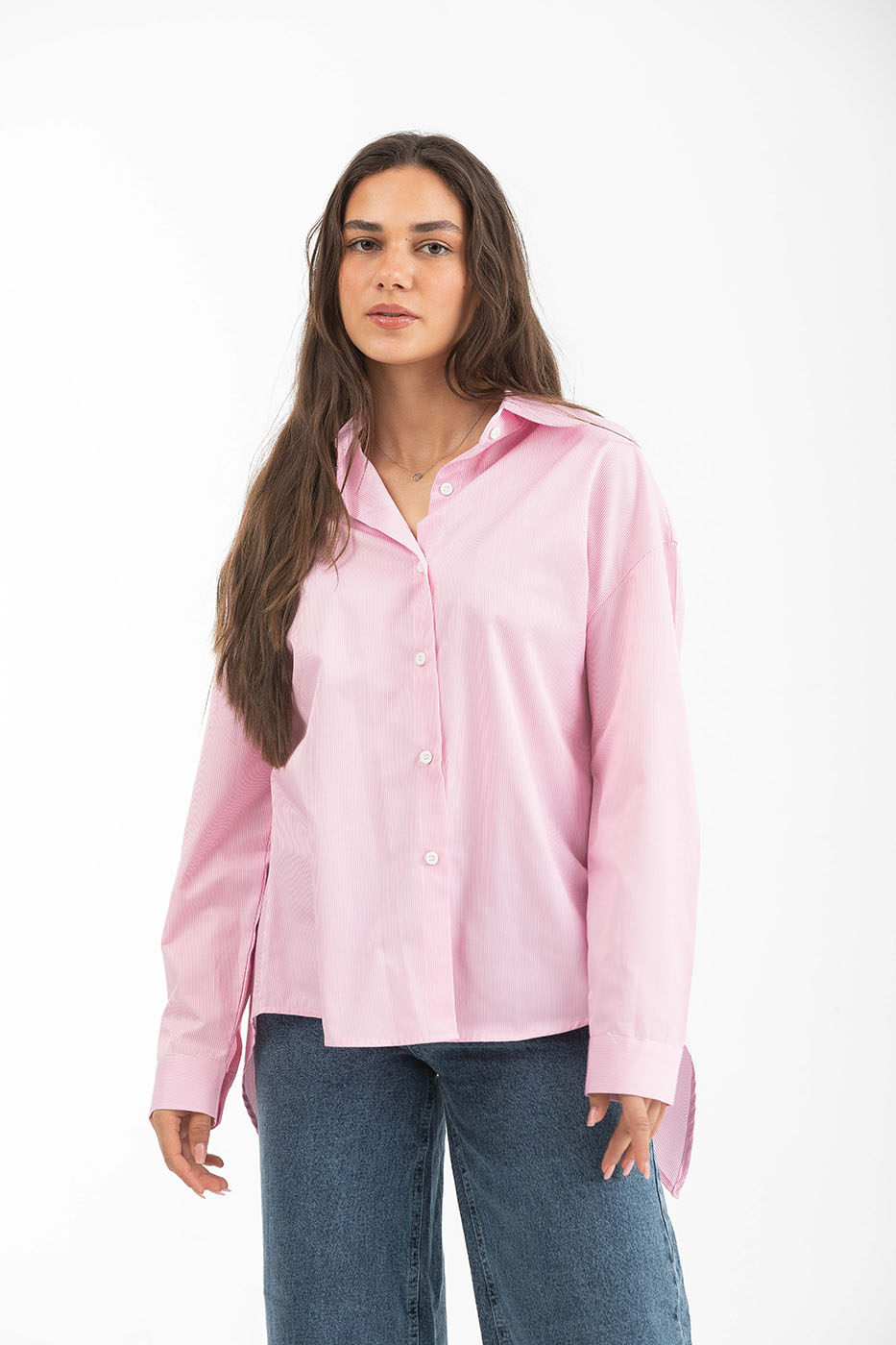 Pink Buttoned Long Sleeved Popline Shirt thumbnail