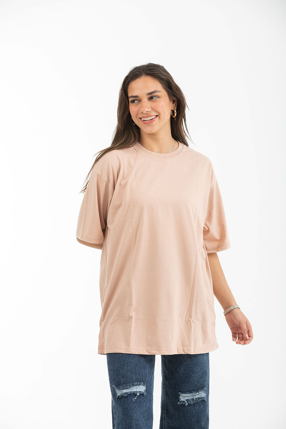 Oversized Short Sleeved T-Shirt In Beige thumbnail