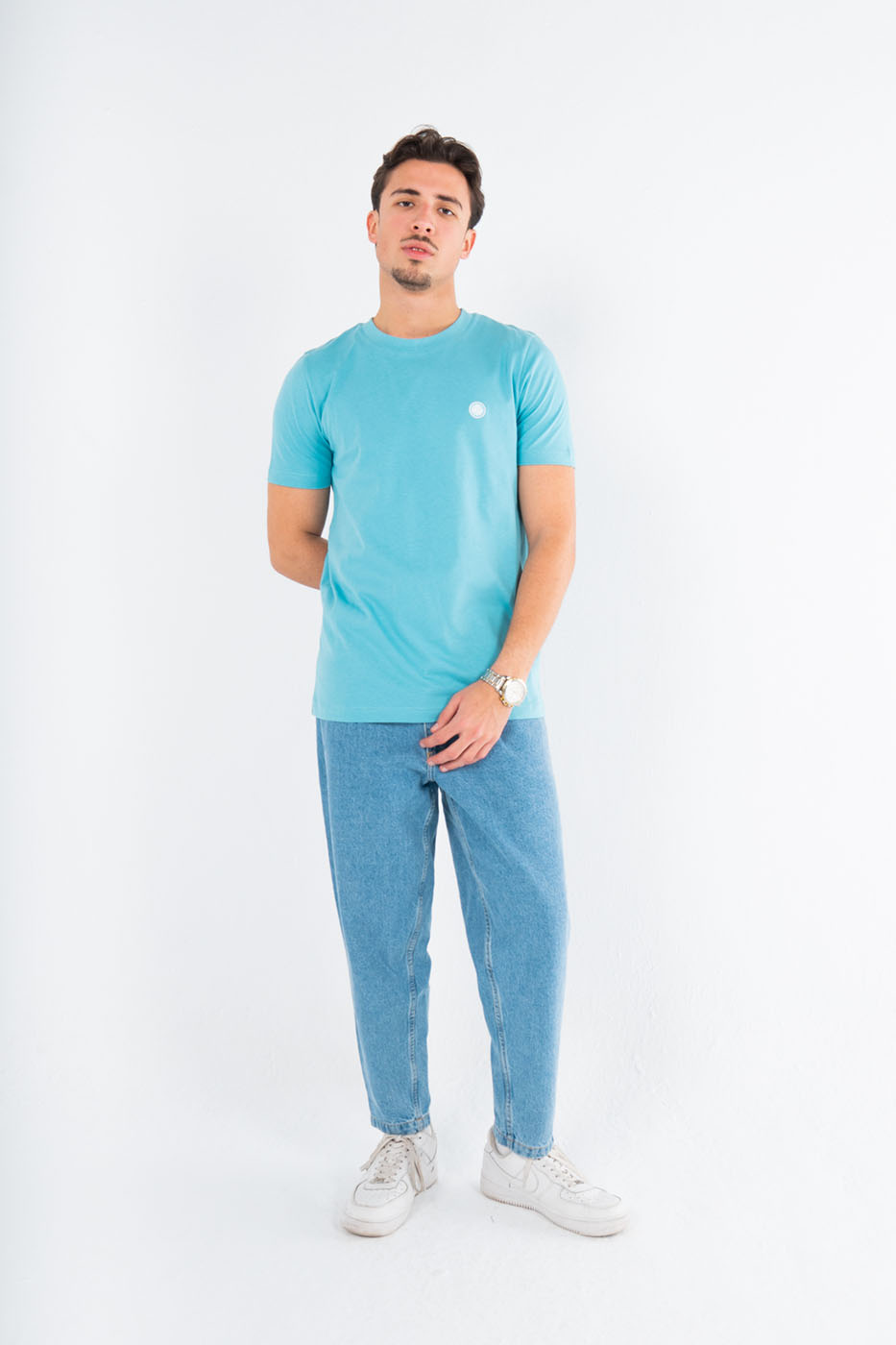 Basic T-Shirt Short Sleeved In Turquoise – Pretty Green thumbnail