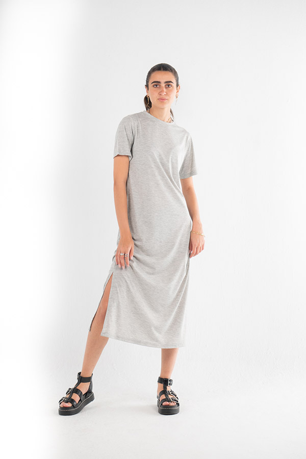 Casual Summer Midi Dress In Grey thumbnail