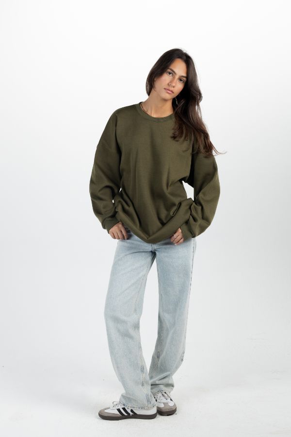 Chicago Oversized Crewneck In Olive Green – FYI thumbnail