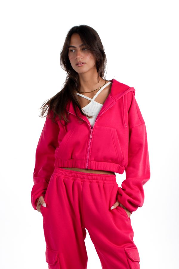 Cropped Zip Up In Fuchsia thumbnail
