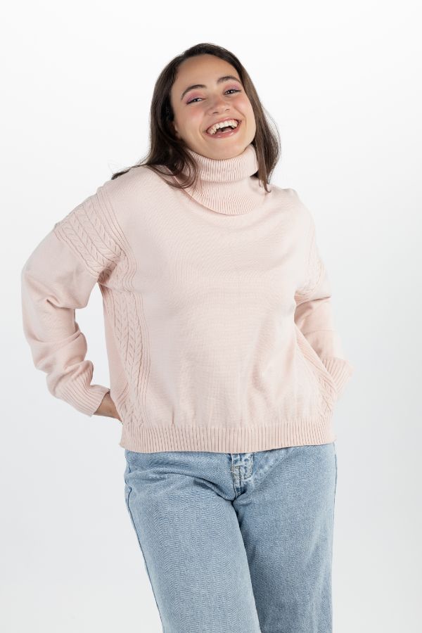 Turtleneck Sweater In Light Pink thumbnail