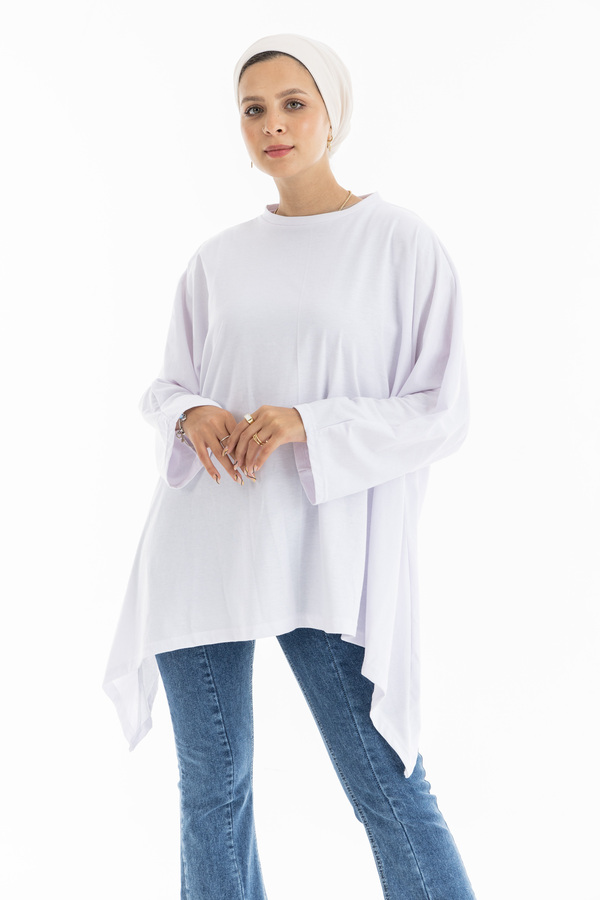 Oversized long Sleeve Top In White thumbnail