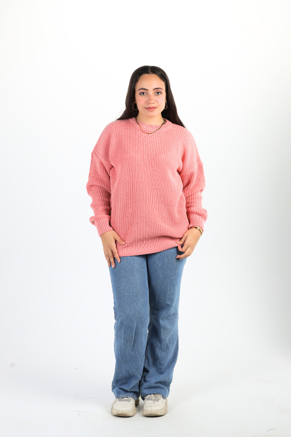 Oversized Knitted Sweater In Pink thumbnail