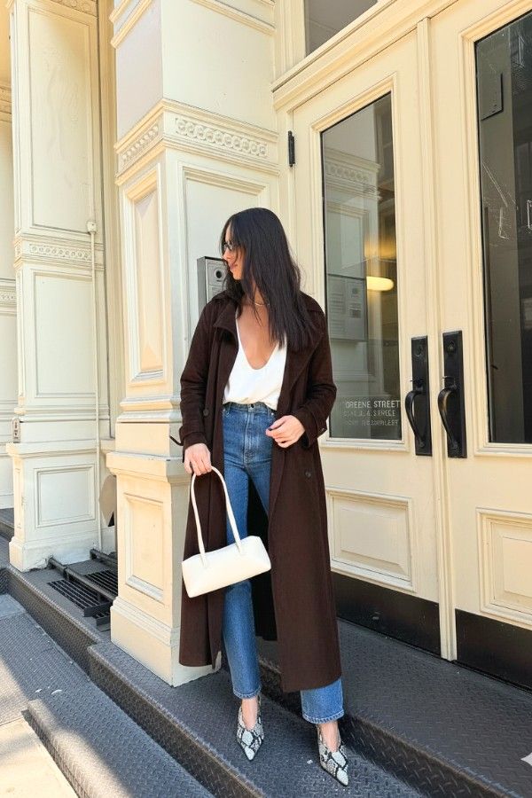 Long Brown Suede Trench Coat thumbnail