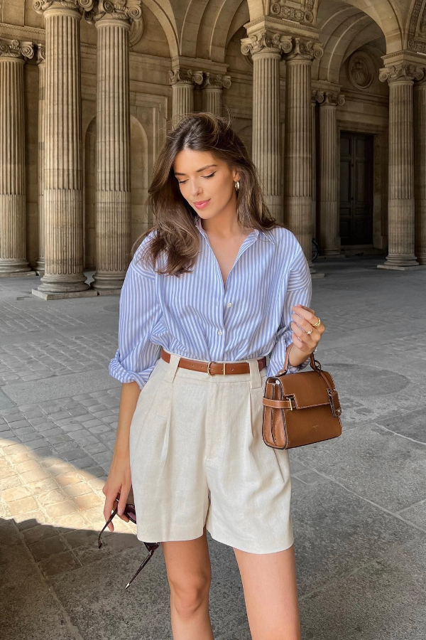 Oversized Striped Shirt In Blue thumbnail