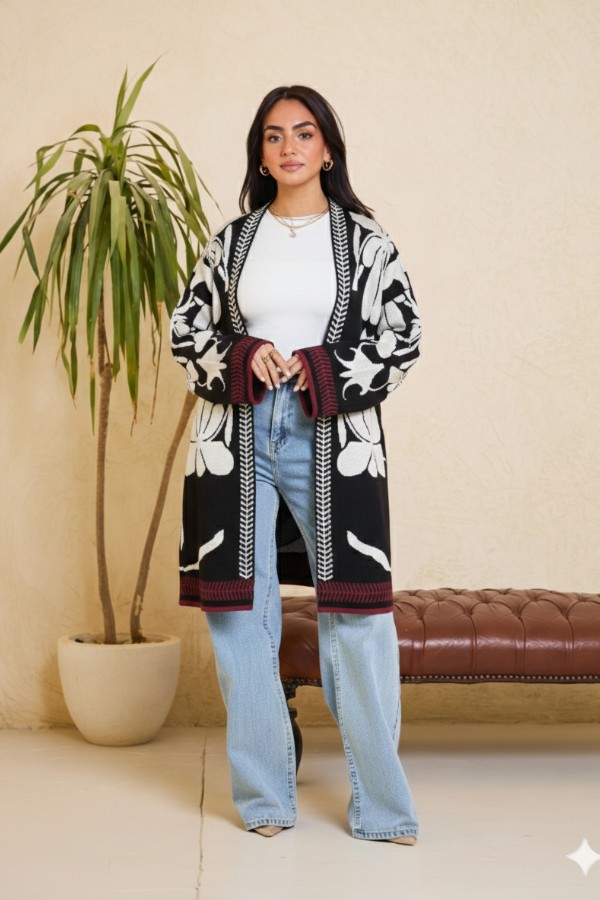 Floral Statement Black Kimono thumbnail