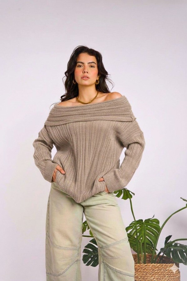 Basic Off Shoulder Nude Top thumbnail