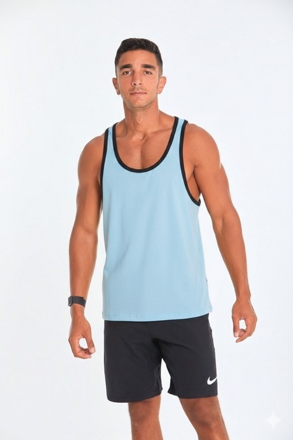 Black lining Tank Top In Blue thumbnail