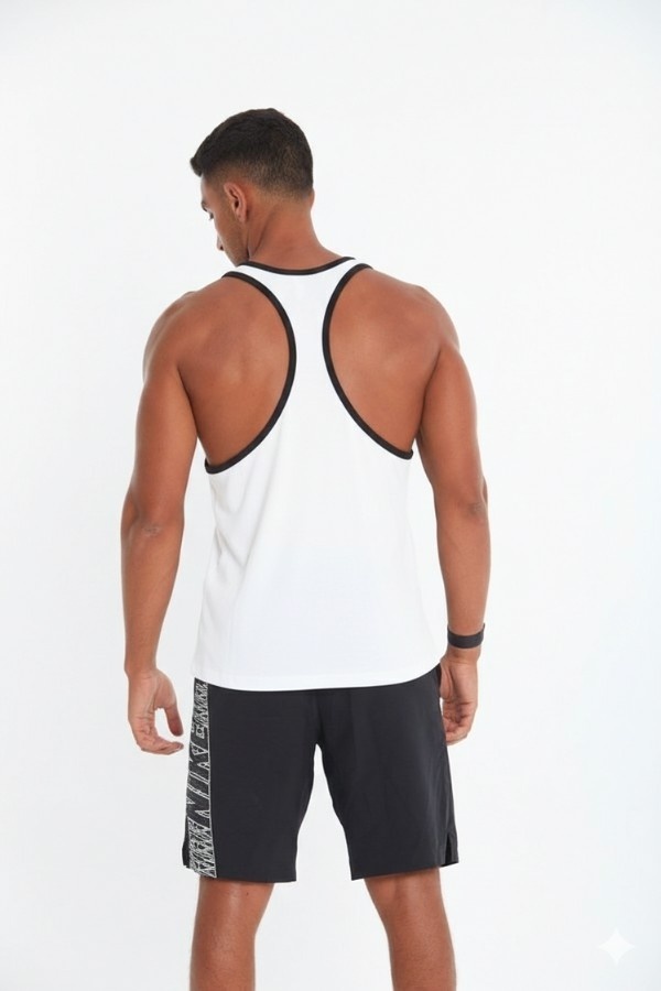 Black lining Tank Top In White thumbnail