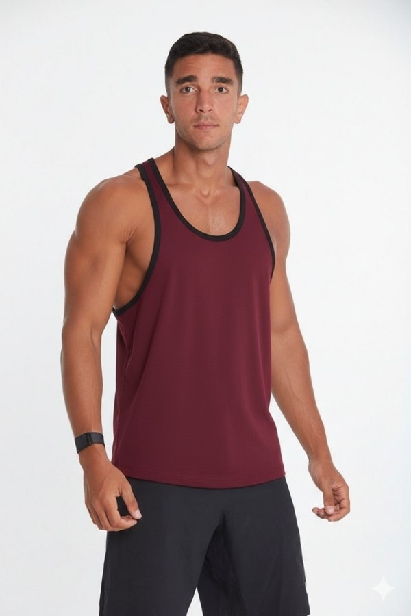 Black lining Tank Top In Burgundy thumbnail