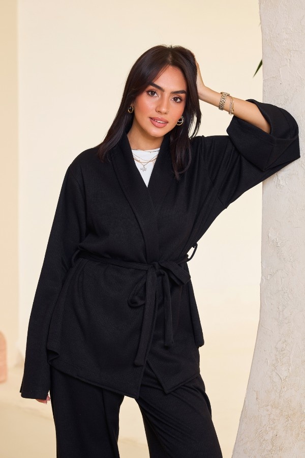 Comfy Kimono Set In Black thumbnail