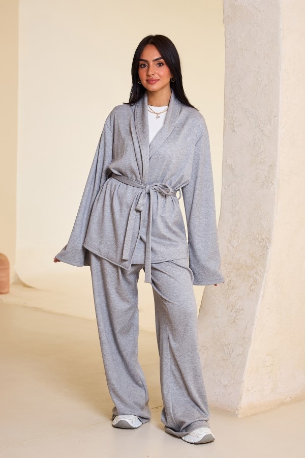 Comfy Kimono Set In Grey thumbnail