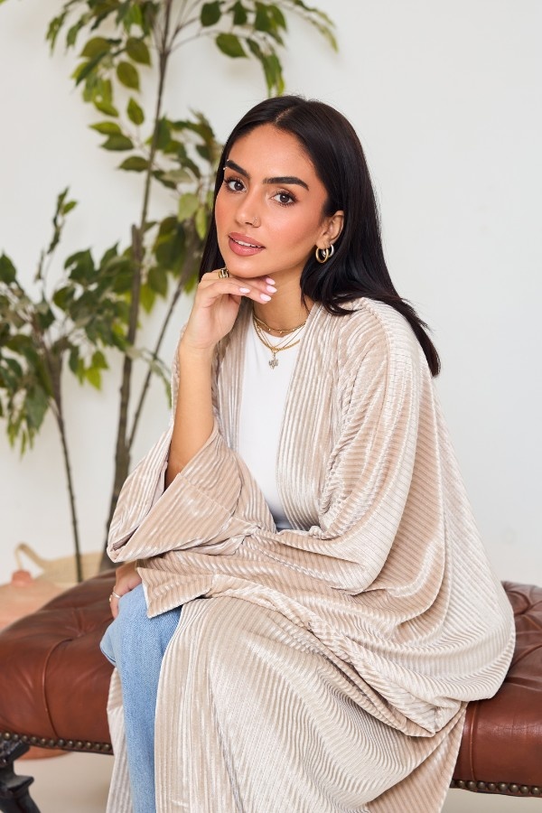 Beige Velvet Kaftan thumbnail