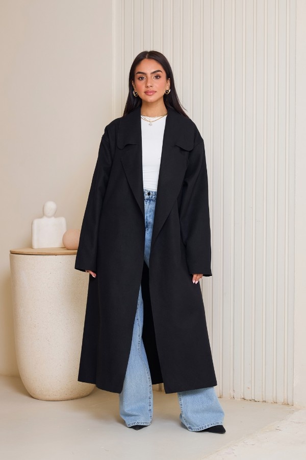 Long Oversized Black Coat thumbnail