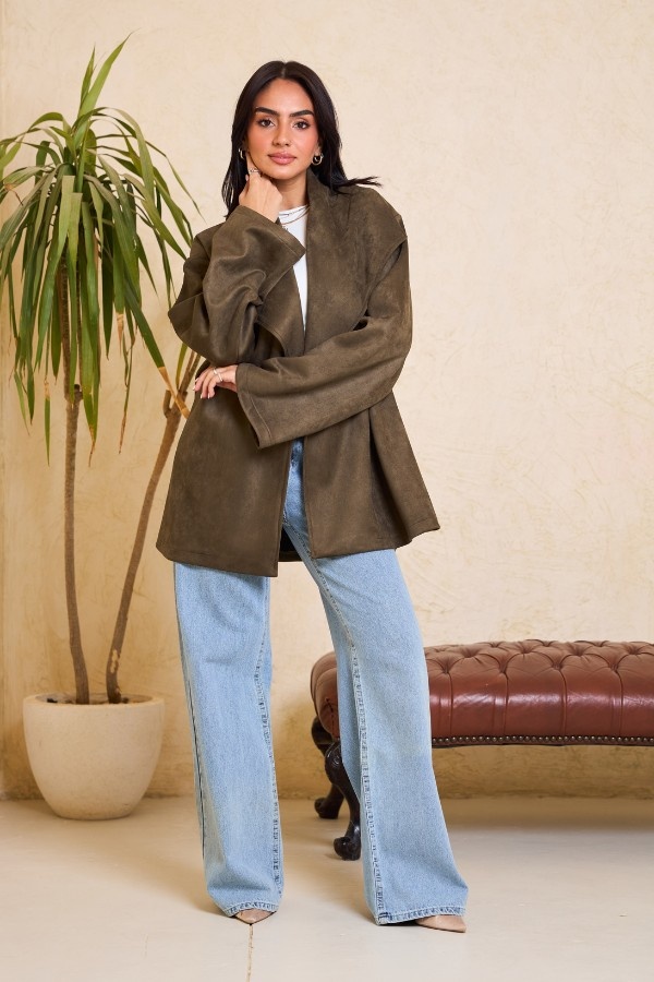 Big Collar Olive Green Jacket thumbnail