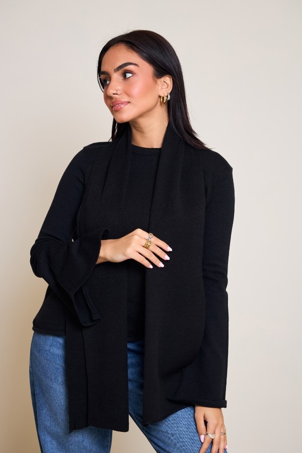 Scarved Knitted Black Top thumbnail