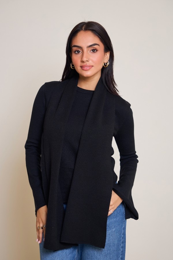 Scarved Knitted Black Top thumbnail