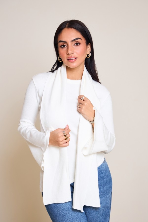 Scarved Knitted White Top thumbnail