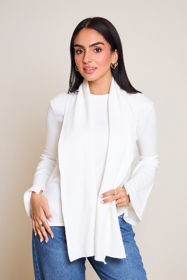 Scarved Knitted White Top thumbnail