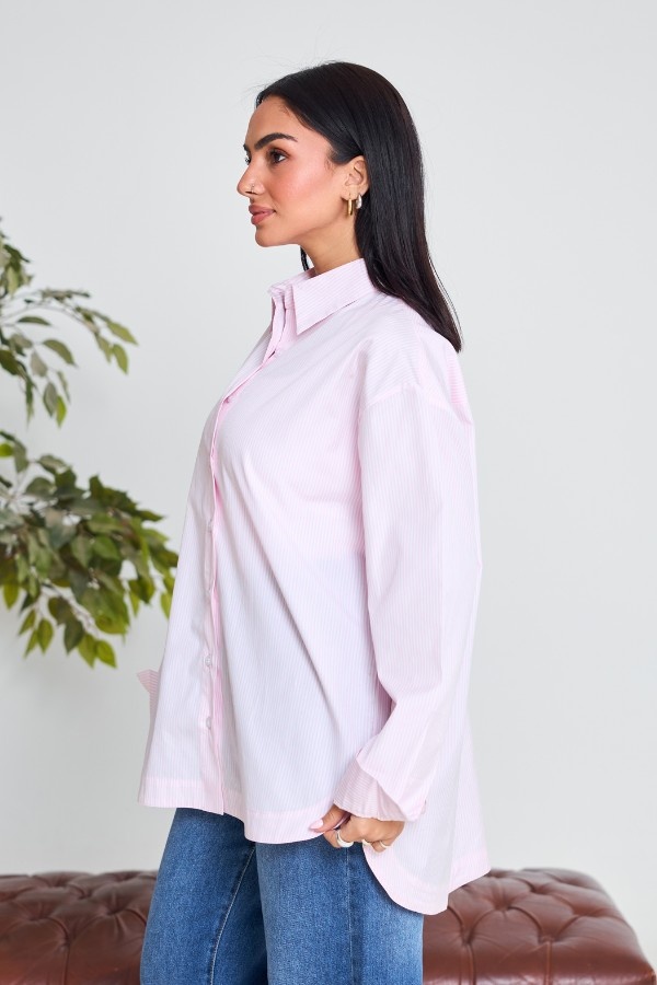 Pink Striped Oversized Shirt thumbnail