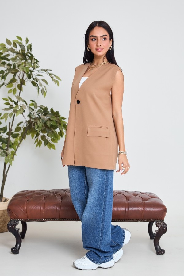 Classic Oversized Brown Vest thumbnail